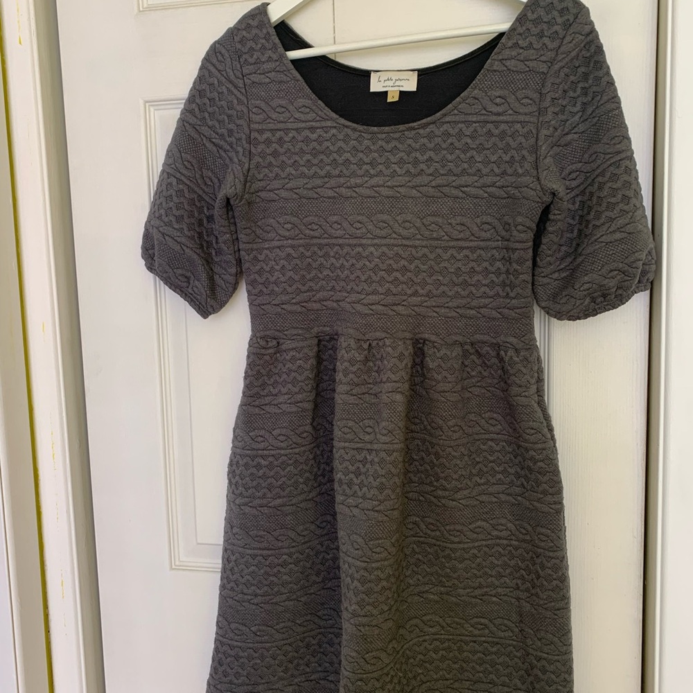 Gray Textured Knit Dress